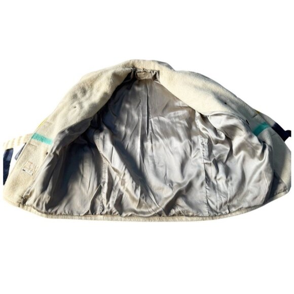 VTG 60s Hudsons Bay Wool Striped Point Button Up Belted Blanket Coat Men’s Sz XL - Picture 16 of 16